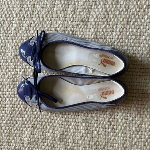 Puma Women's Blue and White Striped Flats